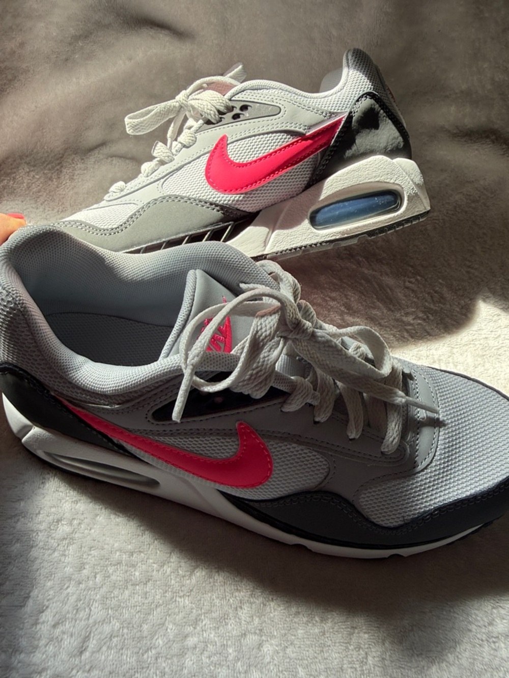 Nike Women’s Gray Sneakers with Bright Pink Swoosh